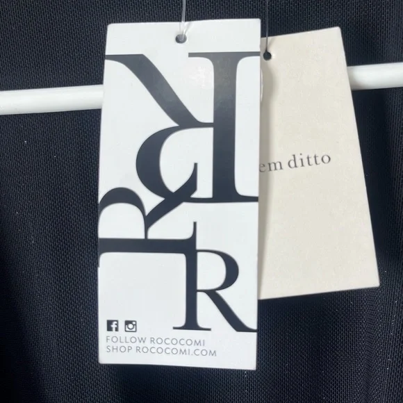 NWT idem ditto Black Wrap Dress Metallic Thread Size M - Picture 7 of 8